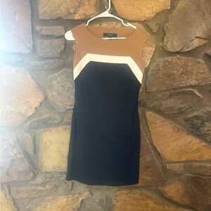 Nine West Colorblock Sheath Dress - Navy, Tan & White